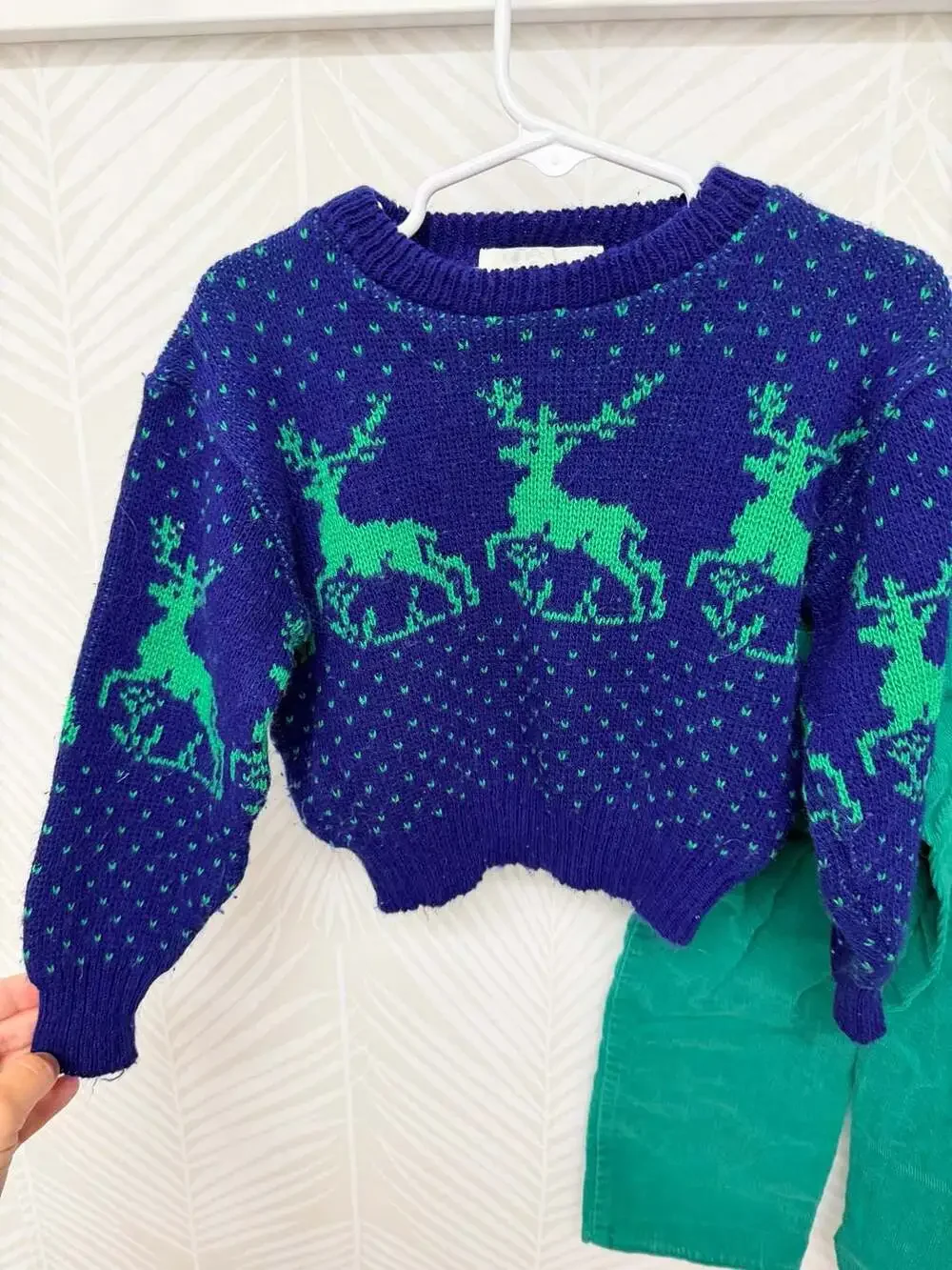 Vintage Young People's Shops Reindeer Holiday Sweater and Corduroy Pants 3T